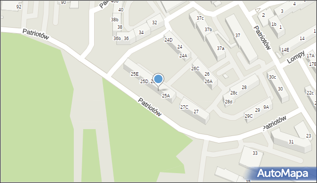 Rybnik, Patriotów, 25B, mapa Rybnika