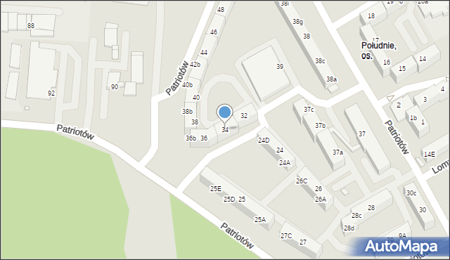 Rybnik, Patriotów, 34, mapa Rybnika