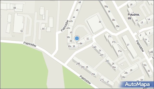 Rybnik, Patriotów, 34b, mapa Rybnika