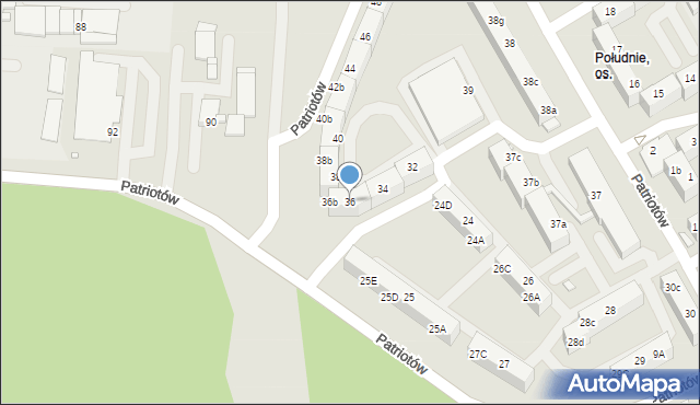 Rybnik, Patriotów, 36, mapa Rybnika