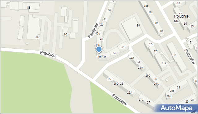 Rybnik, Patriotów, 36b, mapa Rybnika