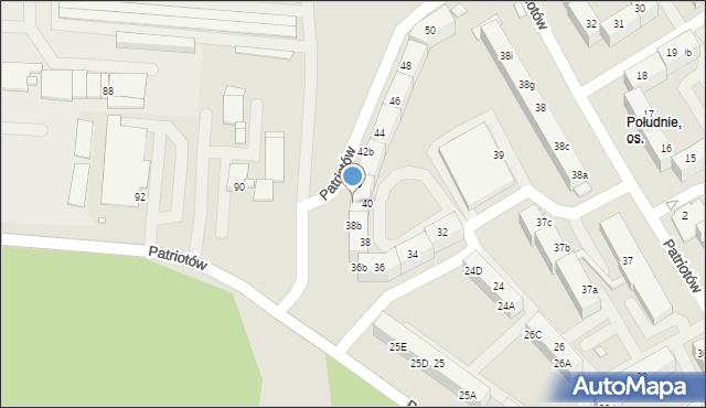 Rybnik, Patriotów, 40a, mapa Rybnika