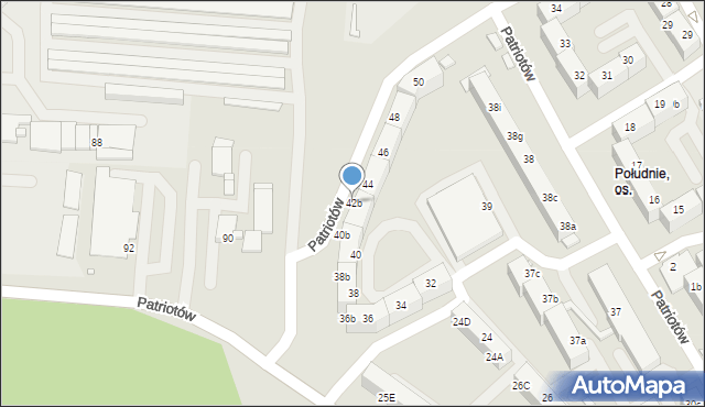 Rybnik, Patriotów, 42b, mapa Rybnika