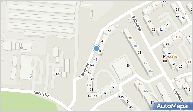 Rybnik, Patriotów, 44b, mapa Rybnika