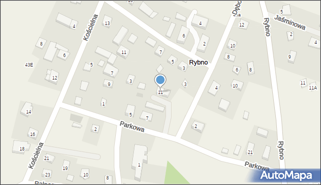 Rybno, Parkowa, 11, mapa Rybno