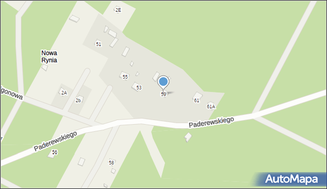 Rynia, Paderewskiego Ignacego Jana, 59, mapa Rynia