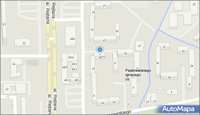 Rzeszów, Paderewskiego Ignacego Jana, 1e, mapa Rzeszów