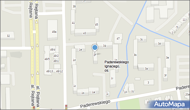 Rzeszów, Paderewskiego Ignacego Jana, 1f, mapa Rzeszów