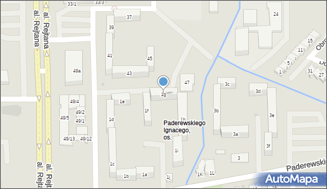 Rzeszów, Paderewskiego Ignacego Jana, 1g, mapa Rzeszów