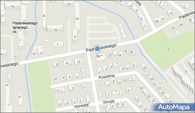 Rzeszów, Paderewskiego Ignacego Jana, 20a, mapa Rzeszów