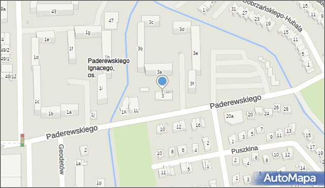 Rzeszów, Paderewskiego Ignacego Jana, 3, mapa Rzeszów