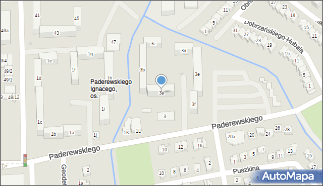 Rzeszów, Paderewskiego Ignacego Jana, 3a, mapa Rzeszów