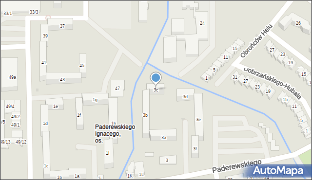 Rzeszów, Paderewskiego Ignacego Jana, 3c, mapa Rzeszów