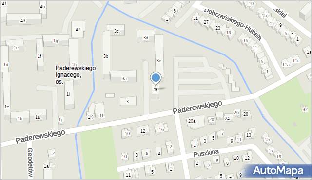 Rzeszów, Paderewskiego Ignacego Jana, 3f, mapa Rzeszów