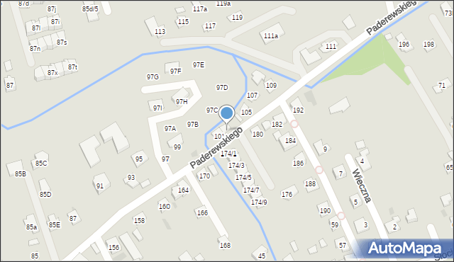 Rzeszów, Paderewskiego Ignacego Jana, 103, mapa Rzeszów