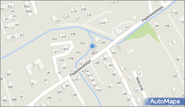 Rzeszów, Paderewskiego Ignacego Jana, 105, mapa Rzeszów