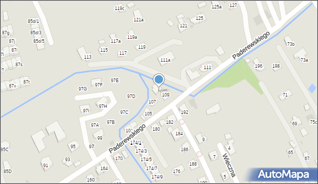 Rzeszów, Paderewskiego Ignacego Jana, 109a, mapa Rzeszów