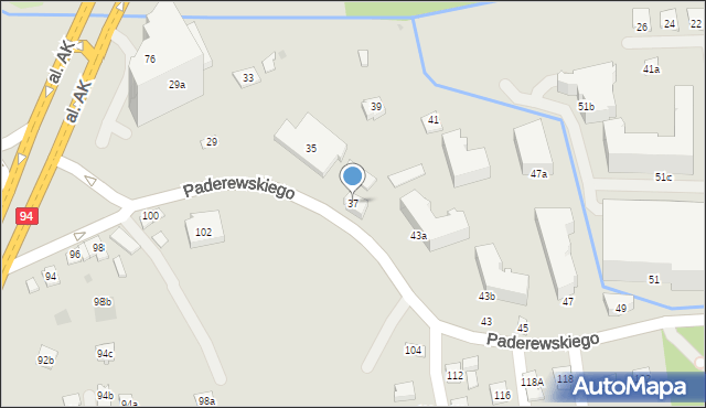Rzeszów, Paderewskiego Ignacego Jana, 37, mapa Rzeszów