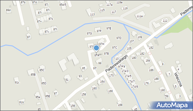 Rzeszów, Paderewskiego Ignacego Jana, 97A, mapa Rzeszów