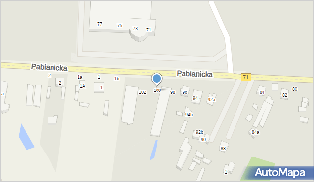 Rzgów, Pabianicka, 100, mapa Rzgów