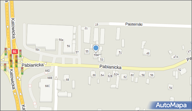 Rzgów, Pabianicka, 53A, mapa Rzgów