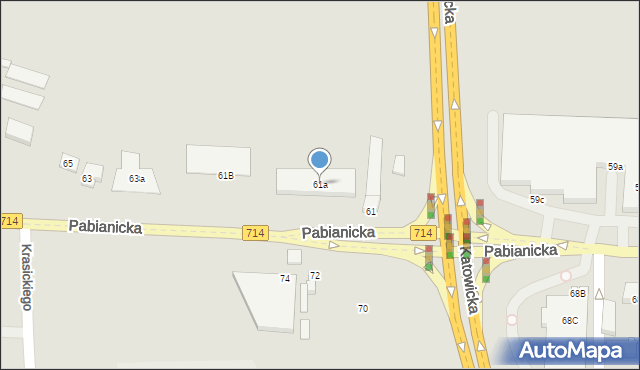 Rzgów, Pabianicka, 61a, mapa Rzgów