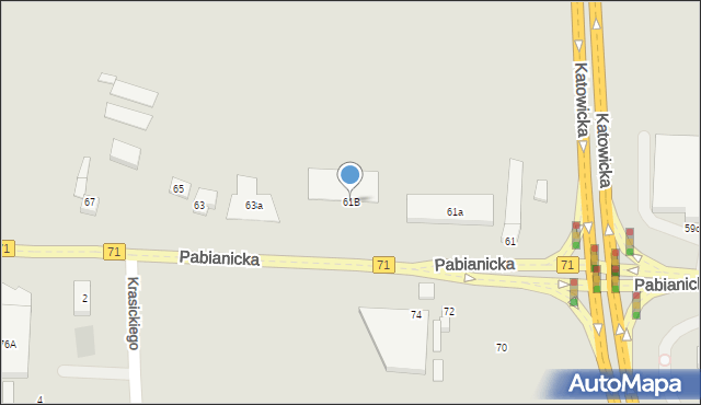 Rzgów, Pabianicka, 61B, mapa Rzgów