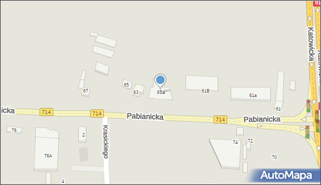 Rzgów, Pabianicka, 63a, mapa Rzgów