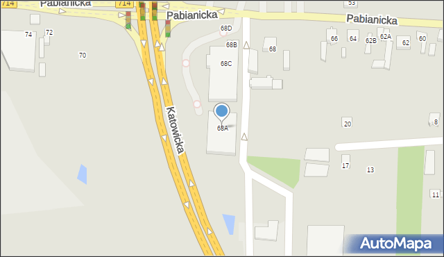 Rzgów, Pabianicka, 68A, mapa Rzgów