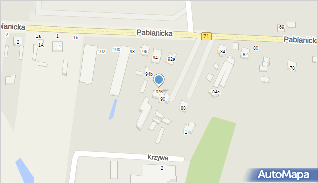 Rzgów, Pabianicka, 92b, mapa Rzgów