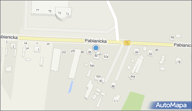 Rzgów, Pabianicka, 94, mapa Rzgów