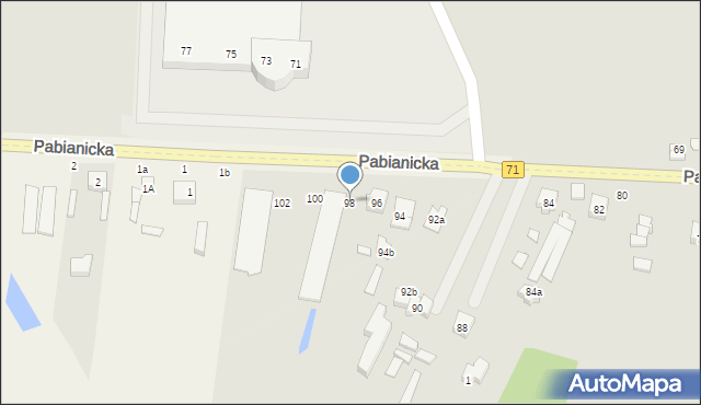 Rzgów, Pabianicka, 98, mapa Rzgów