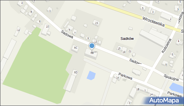 Sadków, Parkowa, 6B, mapa Sadków