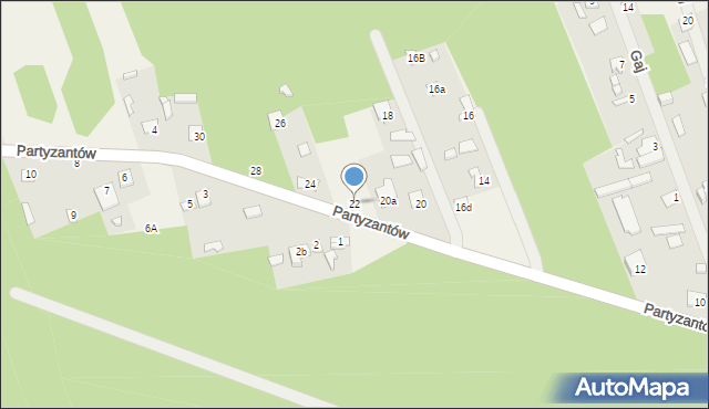 Sadowne, Partyzantów, 22, mapa Sadowne