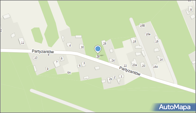 Sadowne, Partyzantów, 28, mapa Sadowne