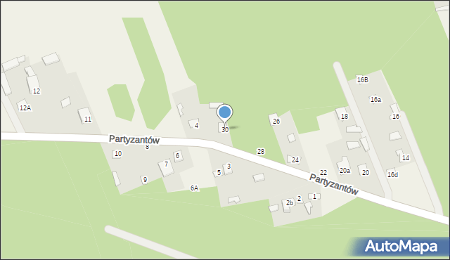 Sadowne, Partyzantów, 30, mapa Sadowne