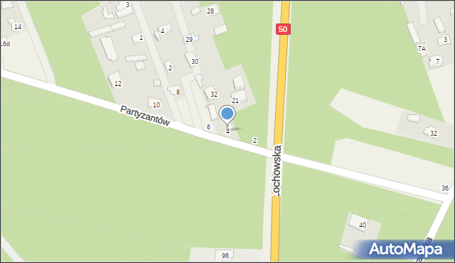 Sadowne, Partyzantów, 4, mapa Sadowne