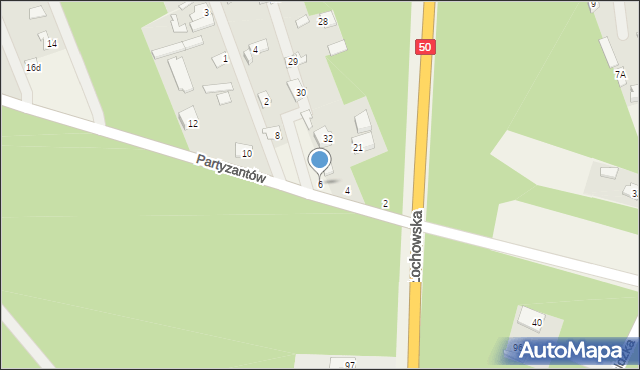 Sadowne, Partyzantów, 6, mapa Sadowne