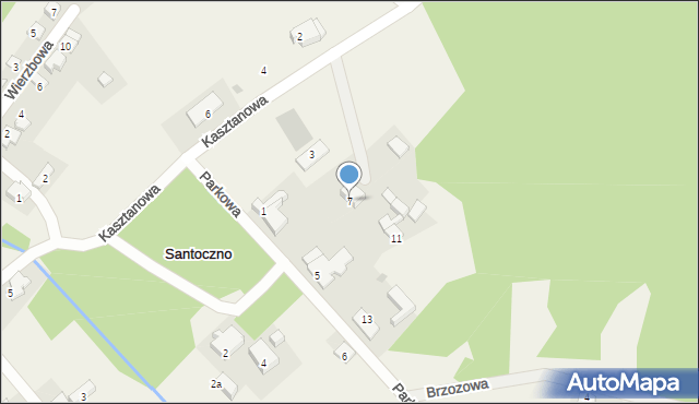 Santoczno, Parkowa, 7, mapa Santoczno