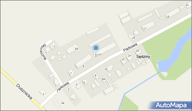 Sędziny, Parkowa, 11, mapa Sędziny