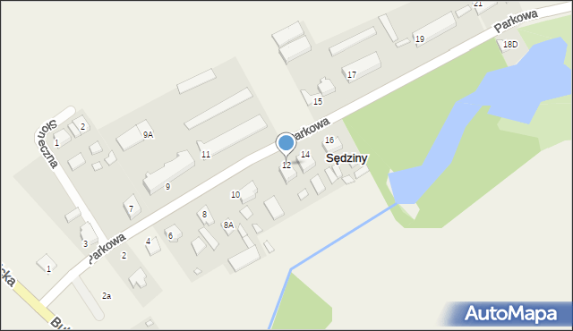 Sędziny, Parkowa, 12, mapa Sędziny