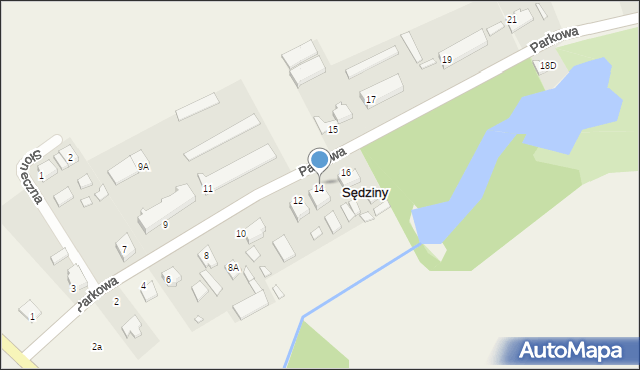 Sędziny, Parkowa, 14, mapa Sędziny