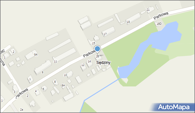 Sędziny, Parkowa, 16, mapa Sędziny