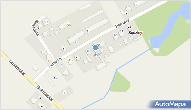 Sędziny, Parkowa, 8A, mapa Sędziny