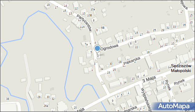 Sędziszów Małopolski, Partyzantów, 2, mapa Sędziszów Małopolski