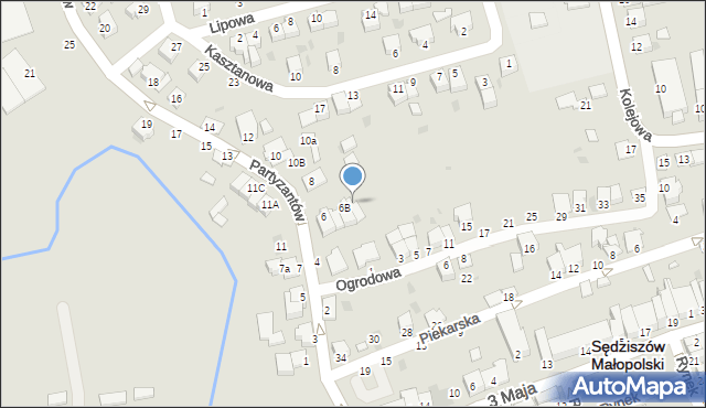 Sędziszów Małopolski, Partyzantów, 6c, mapa Sędziszów Małopolski