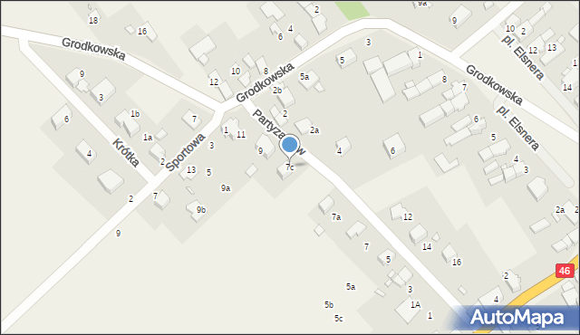 Sidzina, Partyzantów, 7c, mapa Sidzina