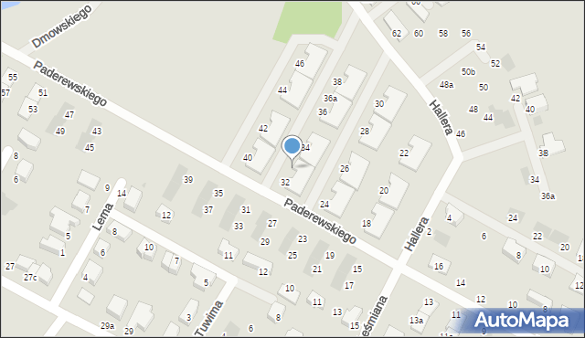 Siechnice, Paderewskiego Ignacego Jana, 32a, mapa Siechnice