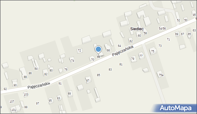 Siedlec, Pajęczańska, 68, mapa Siedlec