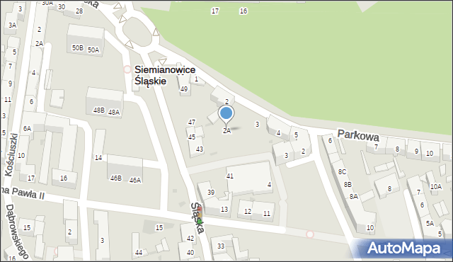 Siemianowice Śląskie, Parkowa, 2A, mapa Siemianowice Śląskie